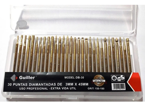Imagen 1 de 1 de Juego Punta Montada Diamantada 30 Piezas Guiller Db-30