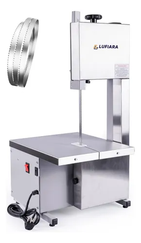 comprar Máquina Serra Fita De Bancada + Serra Extra - Bivolt - Para Cortar Carne Osso Peixe Congelados - Para Açougue Mercearia - Inox - Marca Lufiara