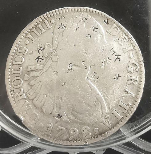 Moneda Original De Plata 8r Carlos Iiii 1792 Con Chops Mark