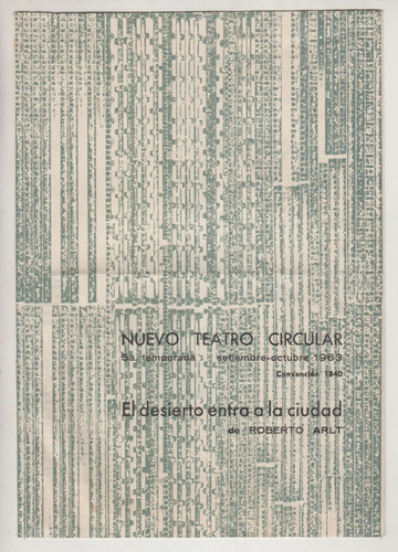 1963 Programa Nuevo Teatro Circular Obra De Roberto Arlt 