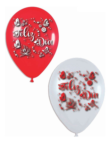 Globos Bombas Estampados X20u Feliz Dia Mariposas