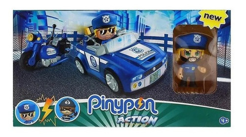 Pinypon Action  Auto + Moto De Policia C/ Figura Y Acc Full