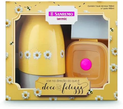 Imagem 5 de 5 de Bule Garrafa Termica 700ml Com Pote 480ml Amarelo Sanremo