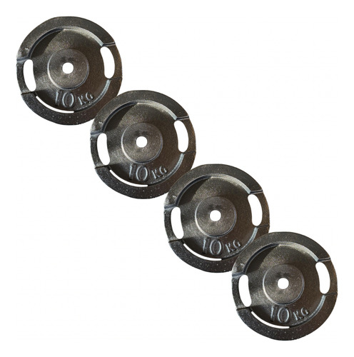 Paquete De 4 Discos De 10 Kg De Entrada De 1 Pulgada (40 Kg) Negro