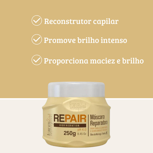 Shampoo E Masc Forever Liss Professional Force Repair reparação de 550mL 650g