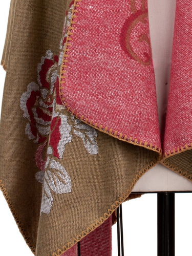 Imagen 7 de 10 de Poncho, Capa, Chal, Mañanita Tejido Floral Bicolor, Suave.