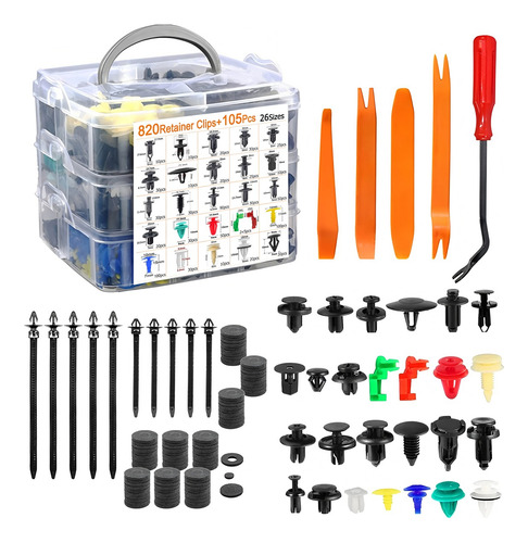925pc Kit Grapas Auto Clip Herramientas Quita Moldura Grapas