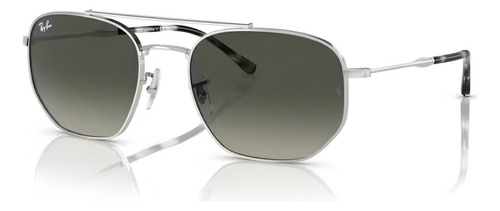 Óculos De Sol - Ray-ban - Rb3707l 003/71 57 Armação Prata Haste Prata Lente Cinza Desenho Irregular