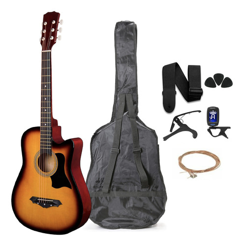Guitarra Acústica Femmto AG002 con Accesorios para diestros Color Naranja arce brillante