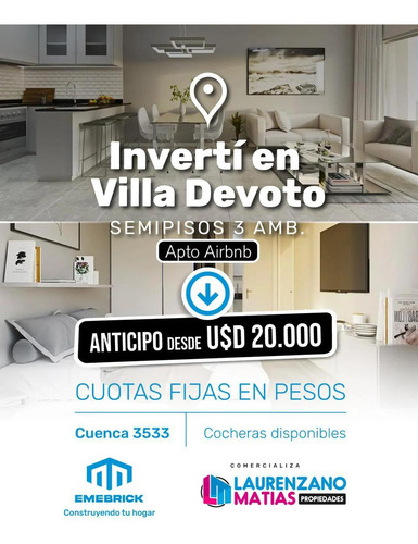 Semipiso 2 Ambientes, Con Balcón-terraza Y Parrilla En Villa Devoto