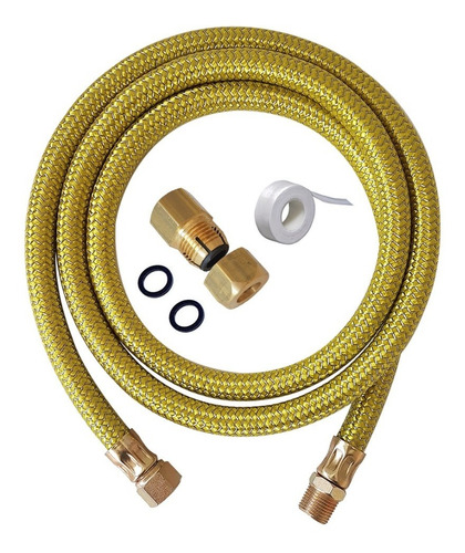 Imagem 1 de 6 de Kit Instalação Gás Encanado Mangueira 80cm + Adaptador