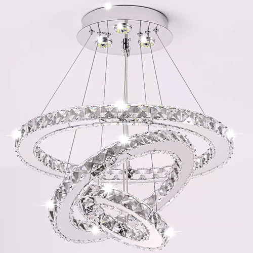 Candelabro Cristal Moderno Led Ajustable Acero Para Sala