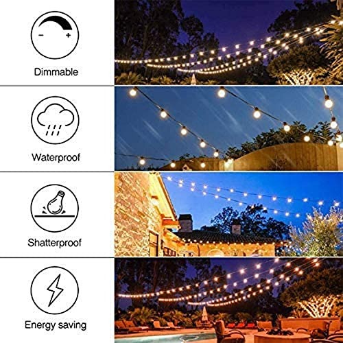 Cadena De Luces Solares Led Para Patio Impermeable 24 Pies