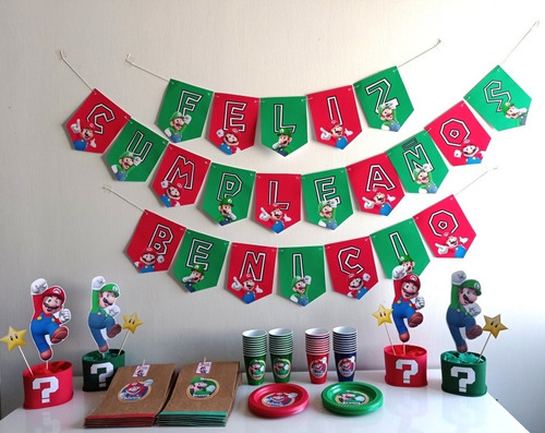 Imagen 2 de 10 de Platos Mario Bros Cumpleaños Decoración
