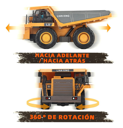 Rovtop 1:24 9ch Camión Coche Volquete Rc Vehículo De