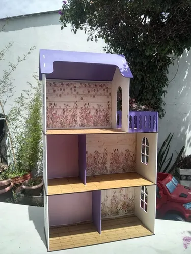 Casita Casa Mu ecas Barbie Madera Mdf 6mm Pintada Morada