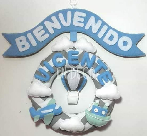 Cartel De Bienvenida Puerta Nacimiento Bebé Sanatorio