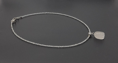 Csu1610 Collar Corto Dije Piedra Cuarzo Blanco