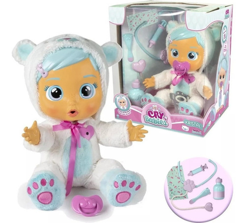 Imagem 4 de 6 de Boneca Que Chora Kristal Com Acessorios Cry Babies Brinquedo