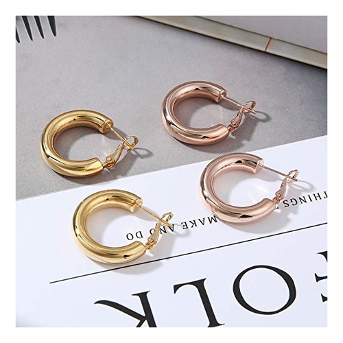 Aretes De Aro De Oro Grueso Para Mujer Con Poste De Plata
