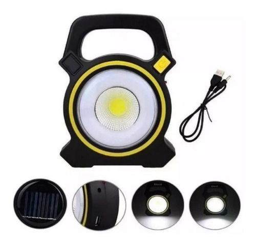 Linterna Foco Led Solar Recargable Para Camping Con Usb
