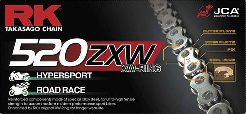 Cadena 520 X 120 Xw Ring Premium Calle Rk Team Motorace