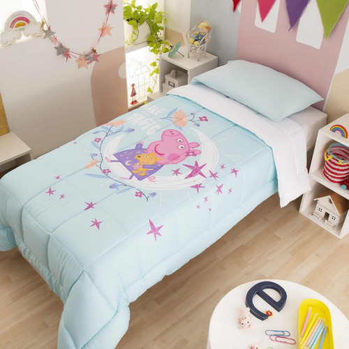 Acolchado + Sábanas Estampado Peppa Pig 1 1/2 Plazas Oficial