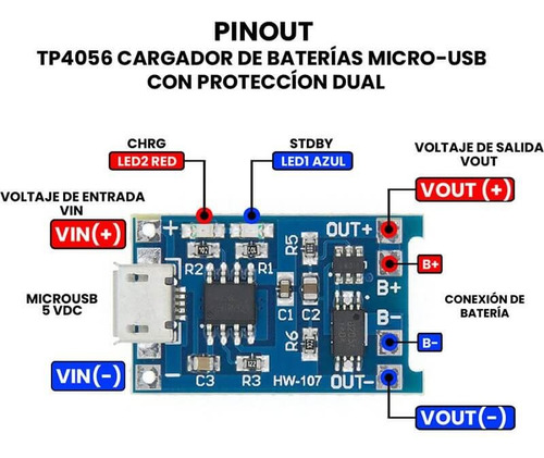 10 Pzas Modulo Tp4056 Cargador Para Pila Litio Lipo