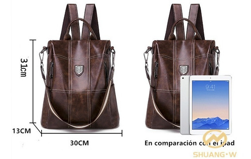 Imagen 7 de 9 de Bolso Backpack Cuero Suave Sintético Para Mujeres Moda 2019