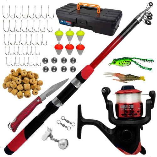 Kit De Pesca Completo 1 Vara 1,70m + 1 Molinete + Itens