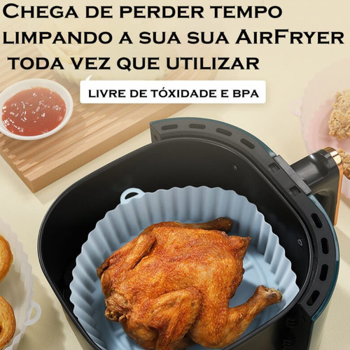Imagem 5 de 8 de Forma De Silicone Para Air Fryer Fritadeira Forro Com Alça
