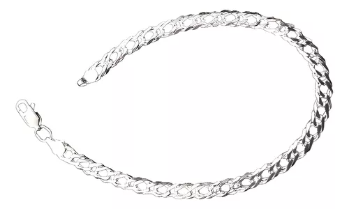 925 Sterling Silver Deck Pave Nugget Curb Bracelet 7