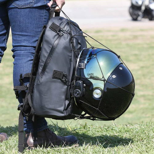 Imagen 8 de 10 de Mochila Para Moto Porta Casco Nuts Con Red Desmontable