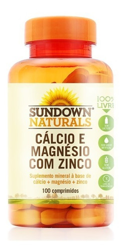Cálcio E Magnésio C/ Zinco Sundown 100 Comprimidos Importado