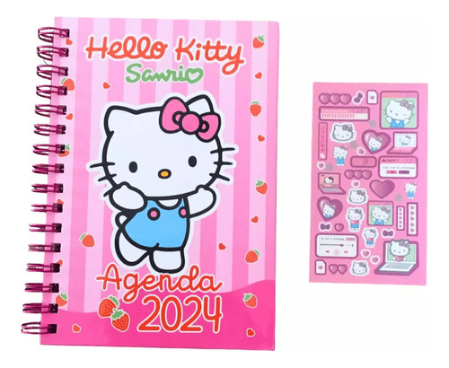 Agenda 2024 Libreta Hello Kitty + Stickers 80 Hojas Lineal 