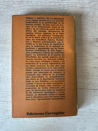 Teoría Y Critica De La Sociedad - Carlos Mastrorilli