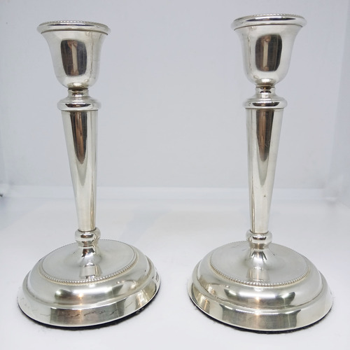 Antiguo Par De Candelabros Estilo Ingles 1940 Plateado (Usado)