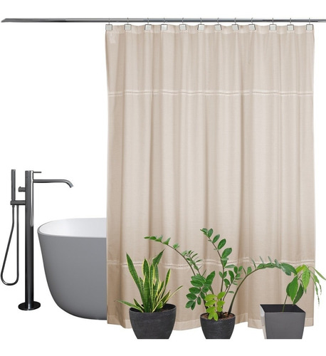 Imagen 1 de 7 de Cortina Baño Ducha Tela Bristol + Protector + Ganchos Oregon