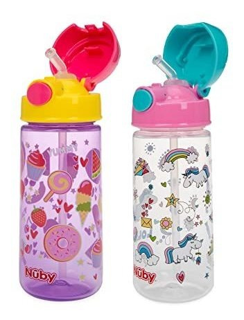 Botella De Agua Nuby Para Niños Estampada Flipit Active Con