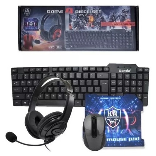 Combo Gamer 4 En 1 Teclado Mouse Optico Diadema Pad Mouse