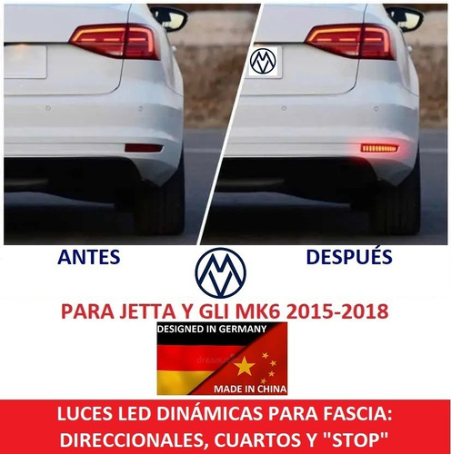 Luces Led Dinámicas Reflejantes Traseros Jetta Mk6 2015-18