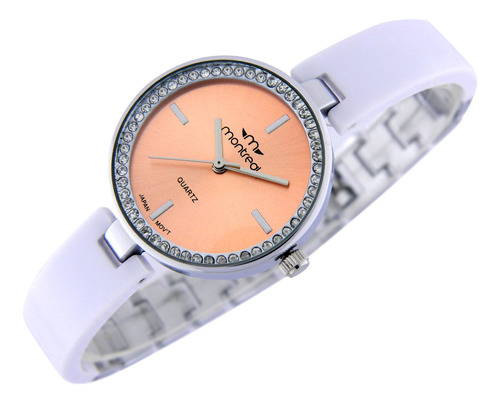 Reloj Montreal Mujer Ml914 Apliques Strass Abajo Del Cristal