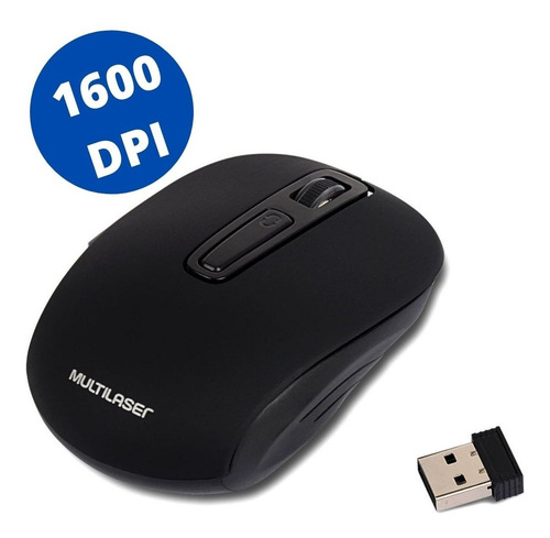 Imagem 3 de 7 de Mouse Sem Fio Wireless 2.4 Ghz Lítio Preto Multilaser Mo277