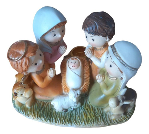  Pesebre Navidad Con Pastores Infantil 7cm. Resina Italiana