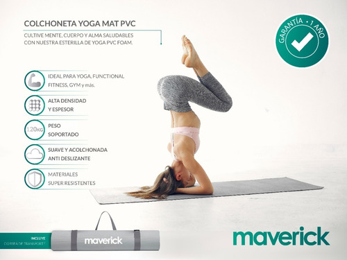 Imagen 3 de 8 de Yoga Mat Pvc Maverick 173cm X 61cmx0,6cm Colchoneta Fitness