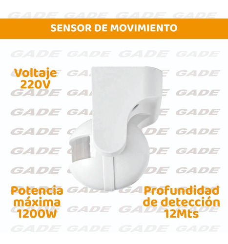 Imagen 2 de 9 de Sensor Detector De Movimiento Exterior De 180º Hasta 1200w