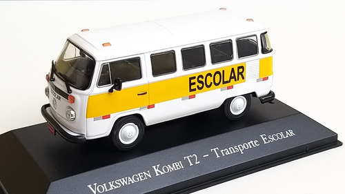 Miniatura Kombi Escolar 1/43 Carros Serviço Brasil + Revista