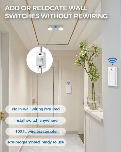 Kit De Receptor E Interruptor De Luz Sem Fio Com