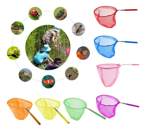 3pcs Niños Telescópica Mariposa Red De Pesca Extensible