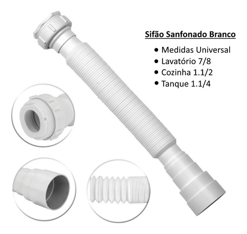 Kit Torneira Lavatorio Banheiro Valvula + Sifão + Flexível Acabamento Cromado Cor Prateado
